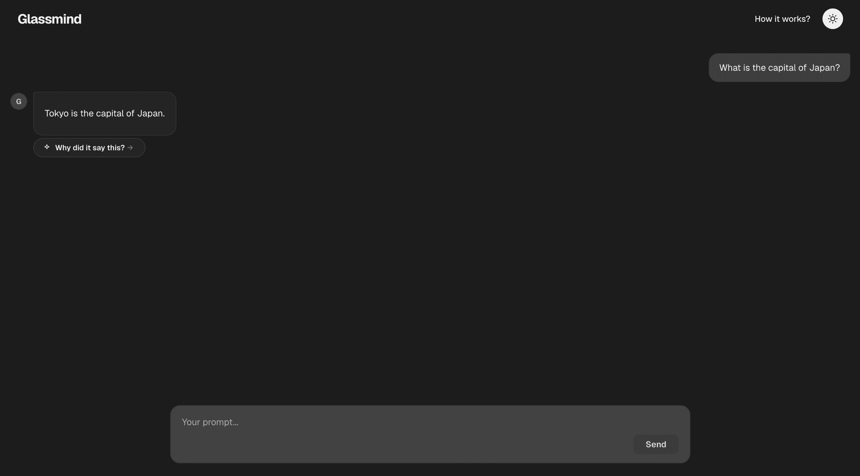 Glassmind - chat response with "Why did it say this?" prompt
