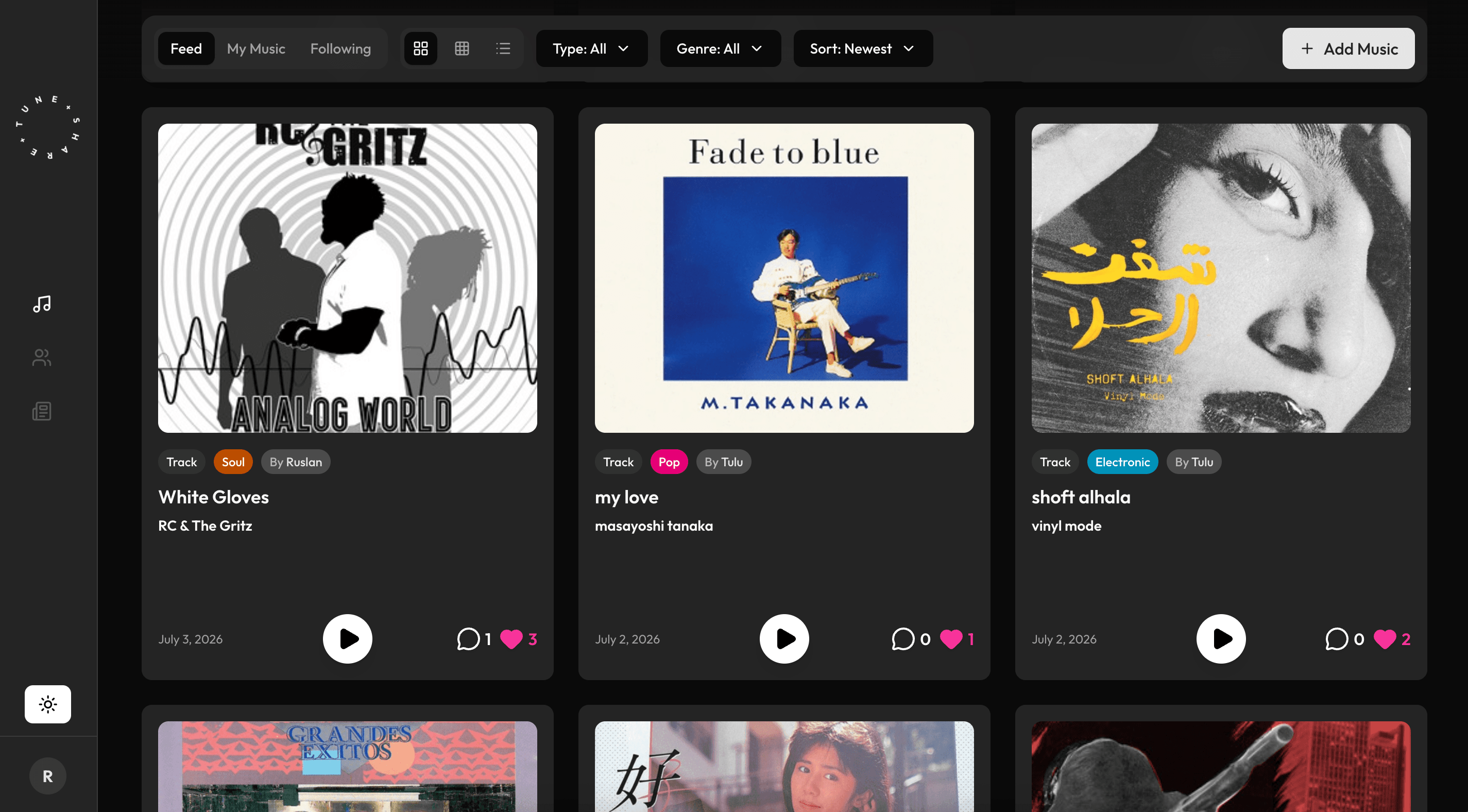 Sharetune - main screen