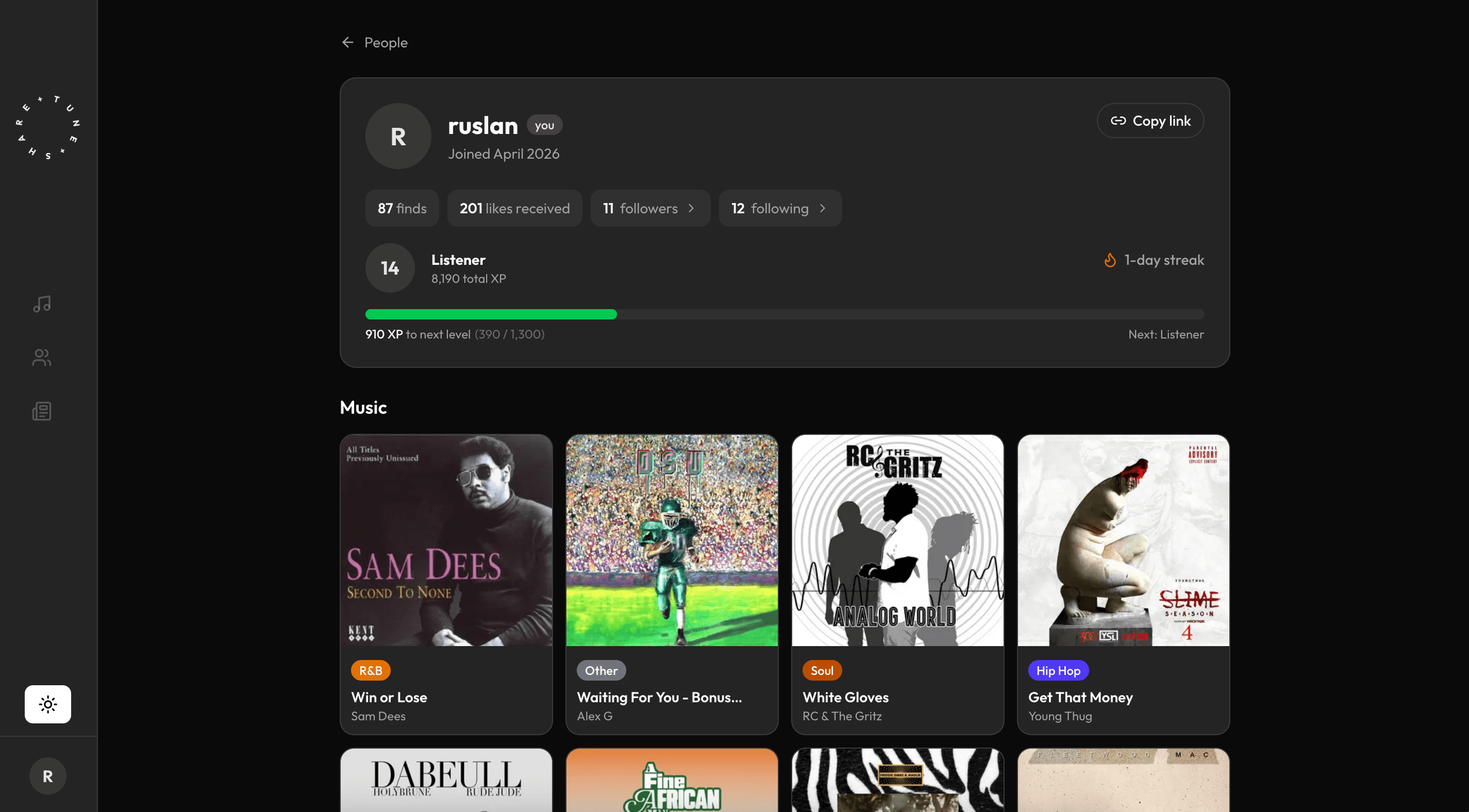 Sharetune - track detail